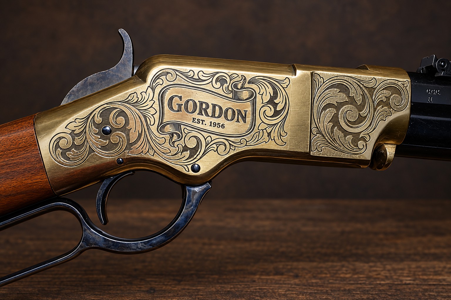 Brass Winchester receiver engraving